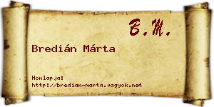 Bredián Márta névjegykártya